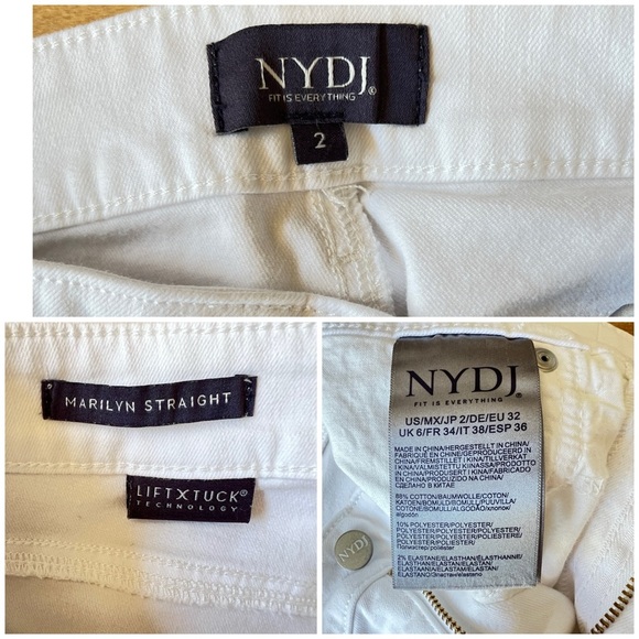 NYDJ MARILYN STRAIGHT JEANS 2 OPTIC WHITE FRAY HEM CROPPED STRETCH SUMMER CHIC - Picture 11 of 11